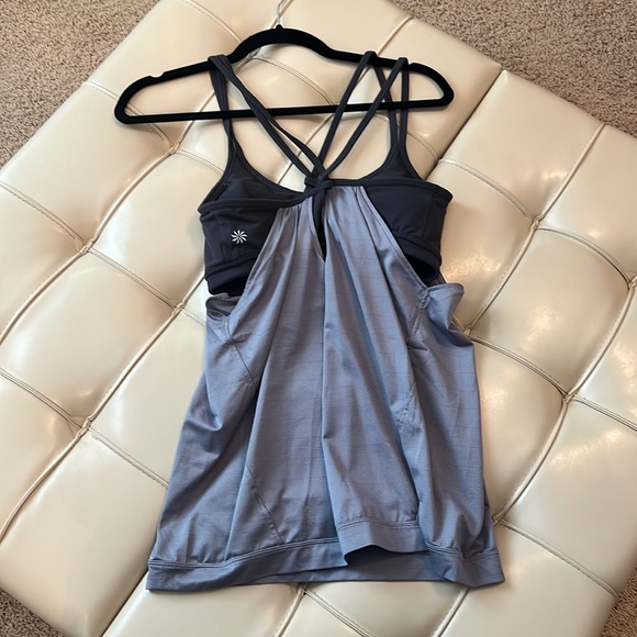 Gray Athleta tank top with built-in sports bra like new condition - Picture 2 of 3